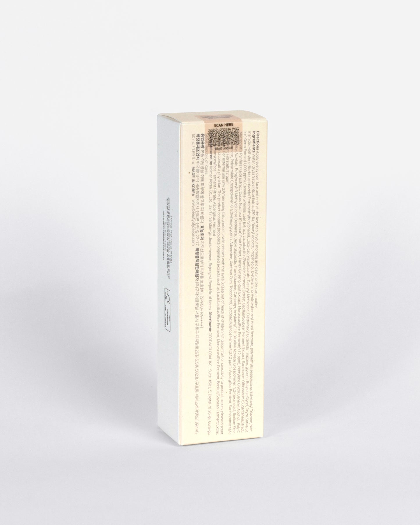 Ingredientes clave de Beauty of Joseon Relief Sun: Rice + Probiotics – Extracto de arroz para nutrir la piel, probióticos para fortalecer la barrera cutánea y niacinamida para iluminar.