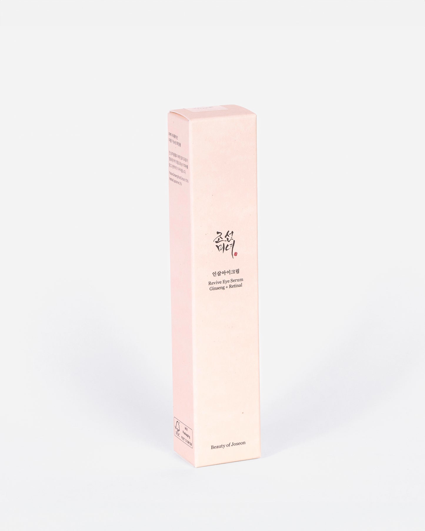 Empaque de Beauty of Joseon Revive Eye Serum Ginseng + Retinal – Tubo elegante con sérum formulado para iluminar y mejorar la elasticidad del contorno de ojos.