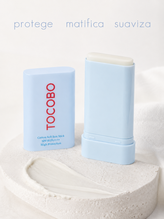 Tocobo Cotton Soft Sun Stick – Protector solar en barra con acabado mate y fórmula ligera para proteger la piel del sol sin sensación grasosa.