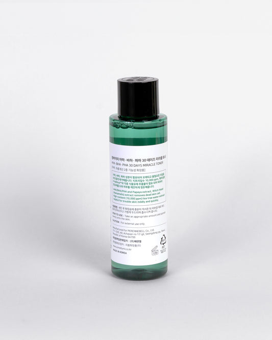 Some By Mi AHA BHA PHA 30 Days Miracle Toner – Tónico exfoliante suave con ácidos AHA, BHA y PHA para limpiar poros, controlar grasa y mejorar la textura de la piel.