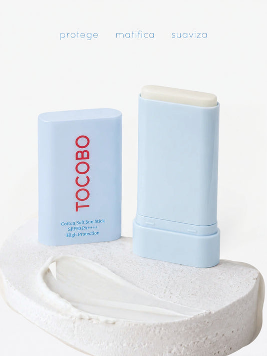 Tocobo Cotton Soft Sun Stick – Protector solar en barra con acabado mate y fórmula ligera para proteger la piel del sol sin sensación grasosa.